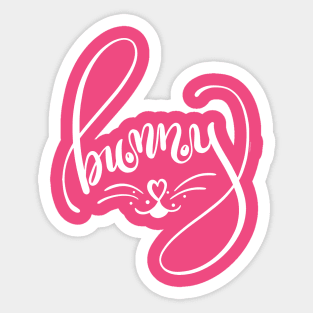 Cute Easter Bunny Art Face Hand Lettered Word Sticker
